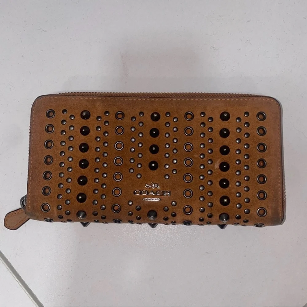 Coach Brown suede Studded Wallet - Picture 1 of 5